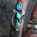 Vintage Sterling 3-Stone Turquoise Ring 3.75