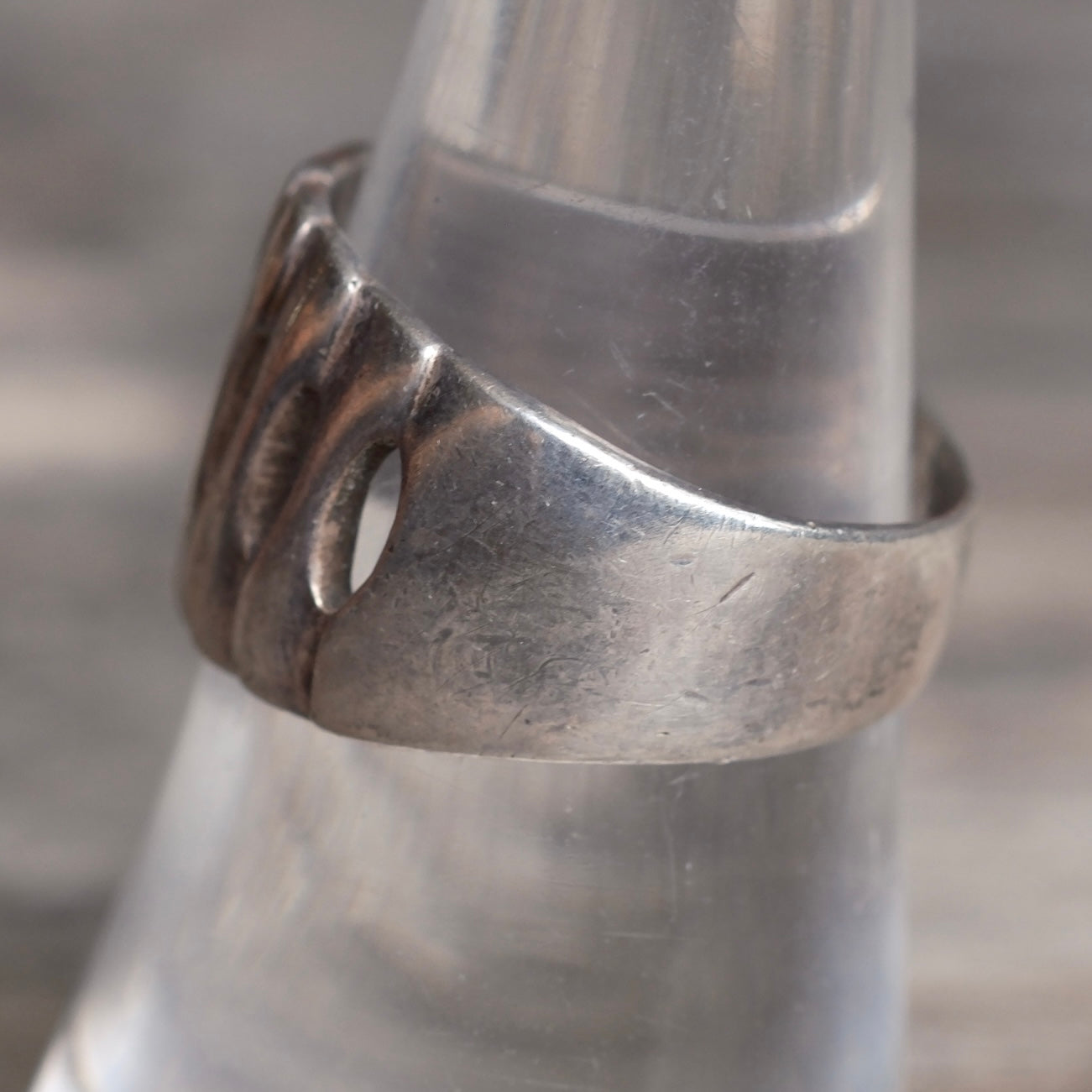 Vintage Sterling Silver Modernist Ring 7.75