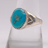 Vintage Sterling Turquoise Stamped Band Ring 10