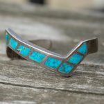 Vintage Sterling Turquoise Inlay Cuff