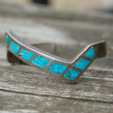 Vintage Sterling Turquoise Inlay Cuff