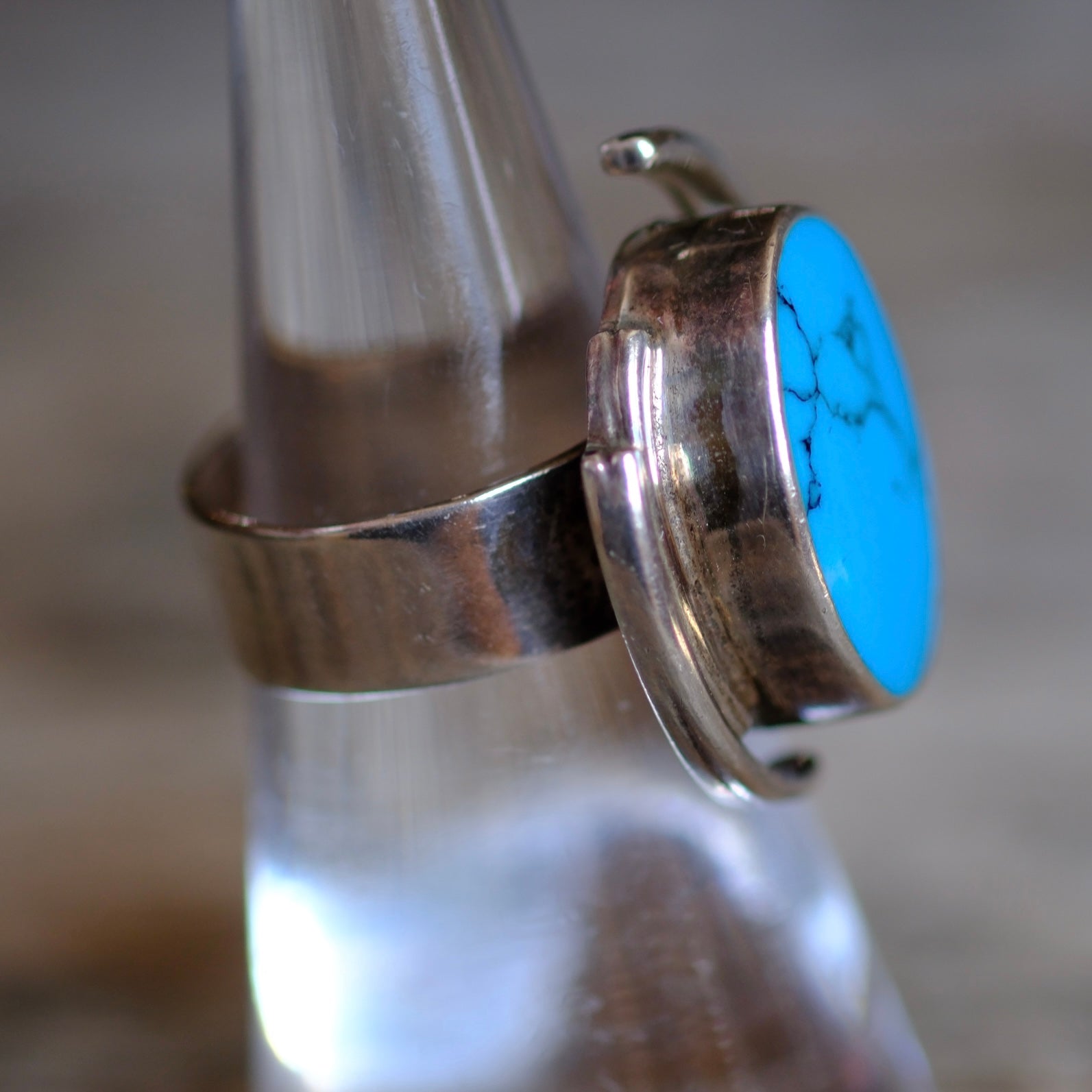 Vintage Sterling Block Turquoise Ring 6