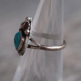 Vintage Sterling Turquoise Feather Ring 4.75