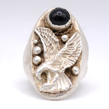 Vintage Sterling Onyx Eagle Ring 10