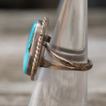Vintage Sterling Turquoise Roper Ring 3.75