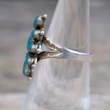 Vintage Sterling Turquoise Cluster Ring 6