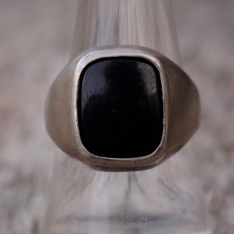 Vintage Sterling Onyx Signet Ring 8.5