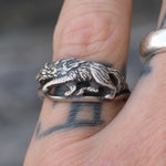 Vintage Sterling Silver Wolf Band 7.75