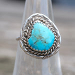 Vintage Sterling Turquoise Roper Ring 5.5