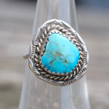 Vintage Sterling Turquoise Roper Ring 5.5