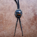 Vintage Sterling Petrified Wood Bolo Tie
