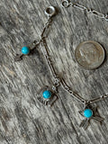 Vintage Sterling Silver Southwestern Turquoise Fetish Charm Bracelet