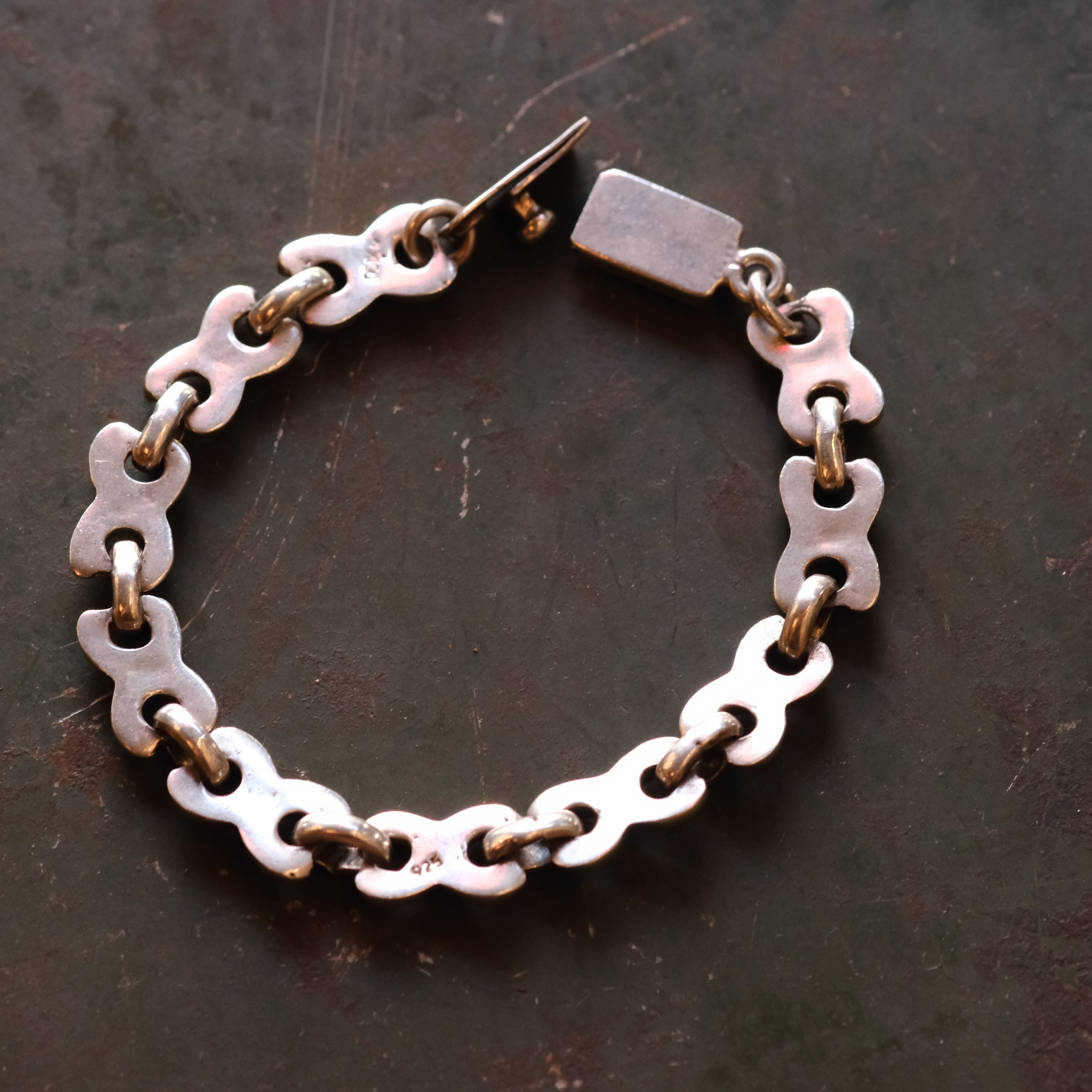 Vintage Sterling Heavy X Chain Bracelet