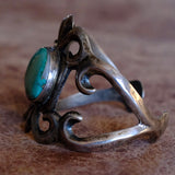 HEAVY Vintage Sterling Cerrillos Turquoise Sandcast Cuff