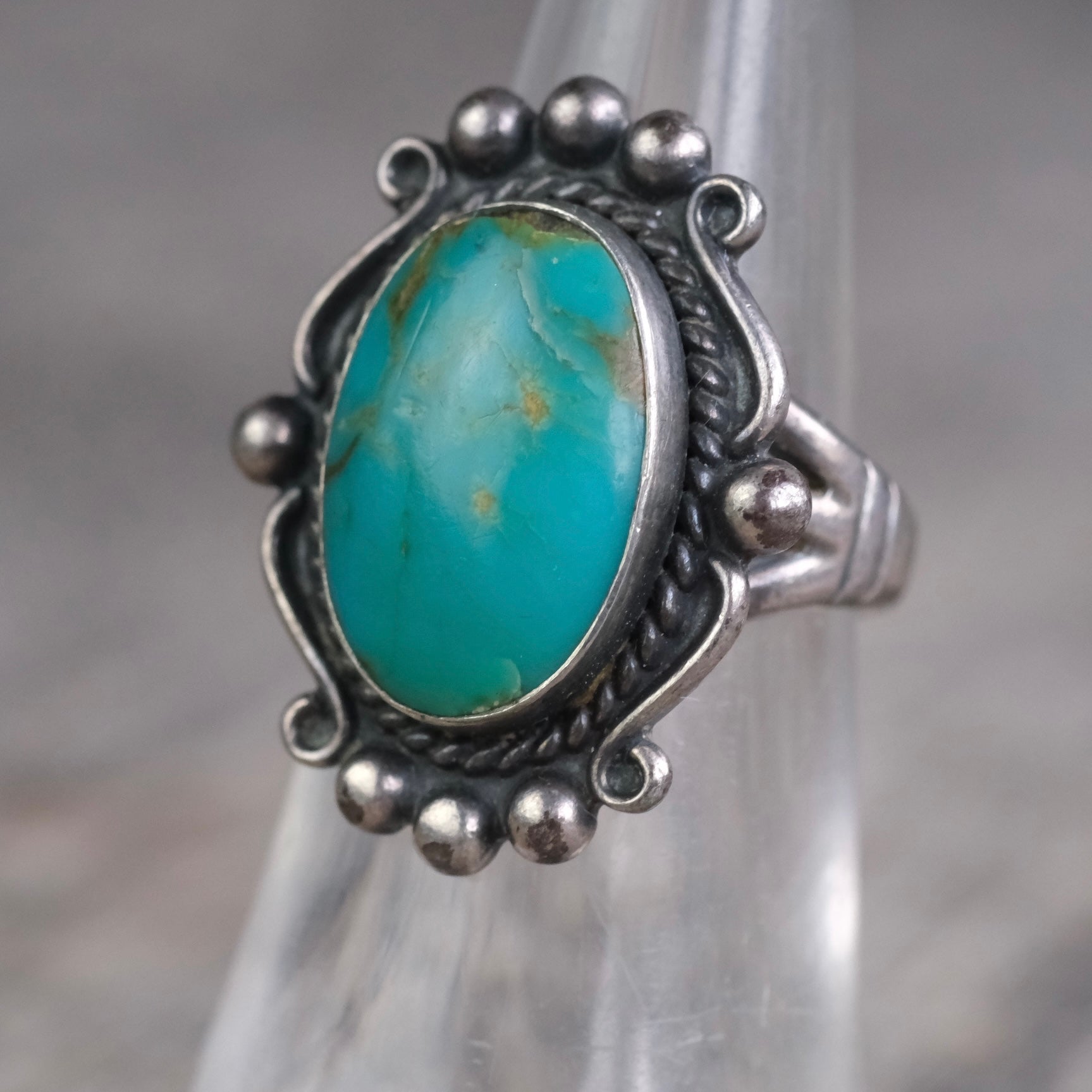 Vintage Sterling Turquoise Ring 5.75