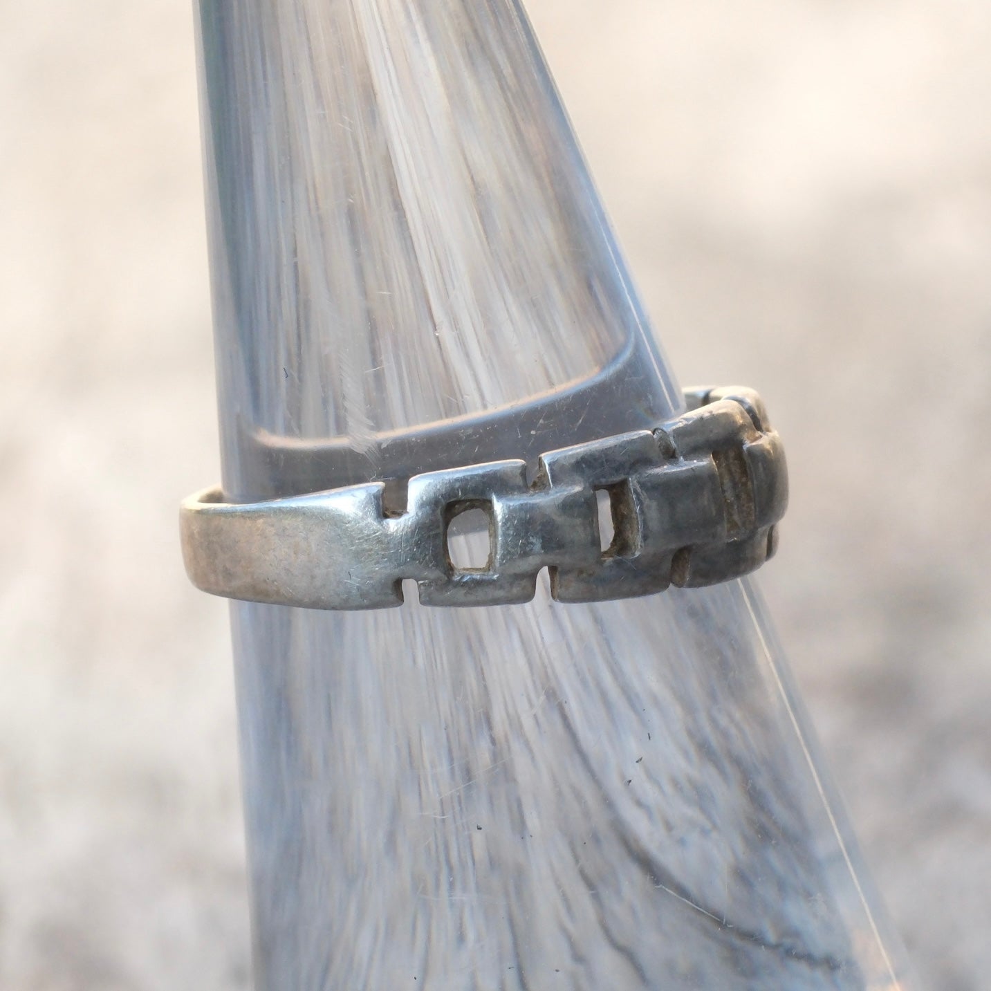 Vintage Sterling Silver Chain Ring 5.5