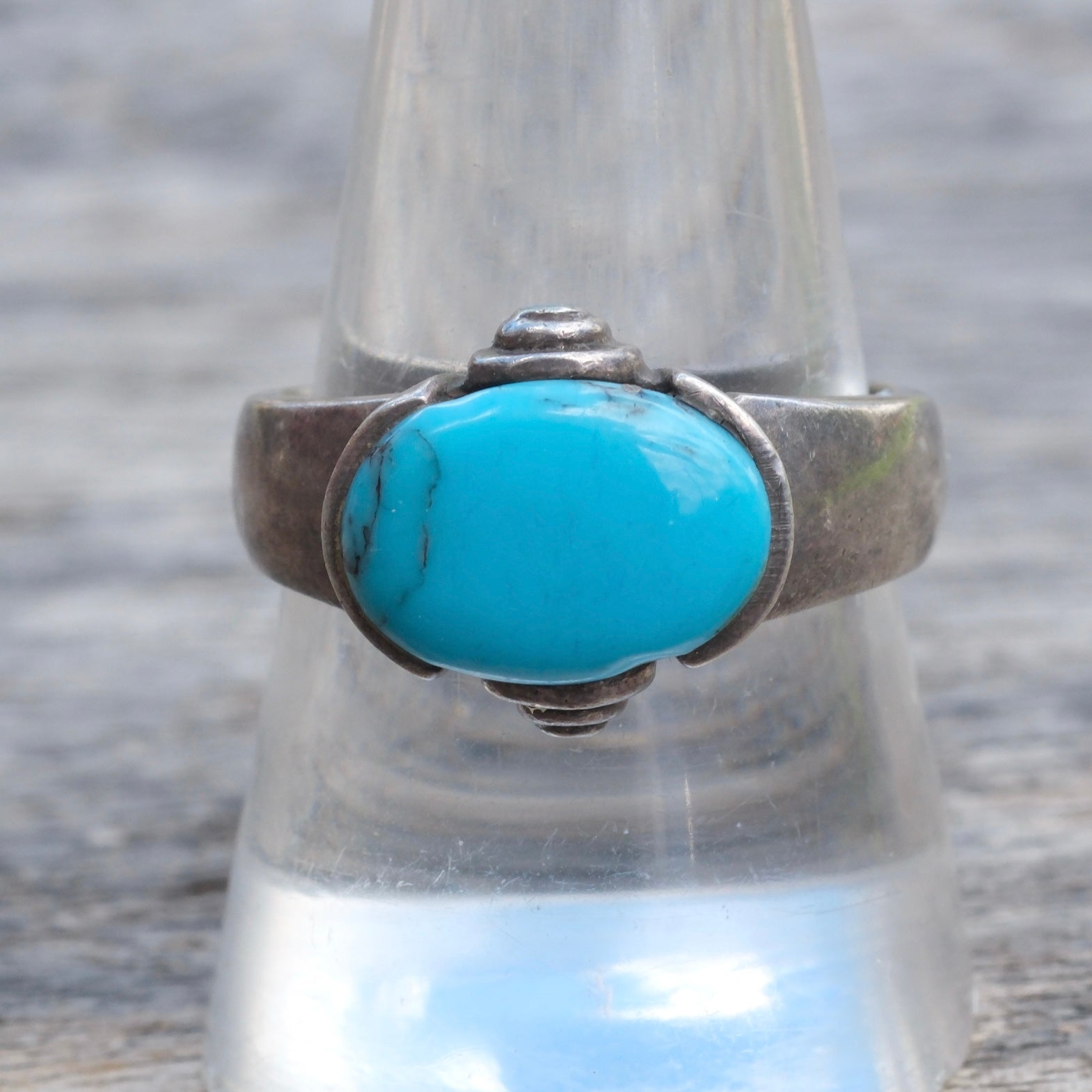 Vintage Sterling Turquoise Ring 9.5