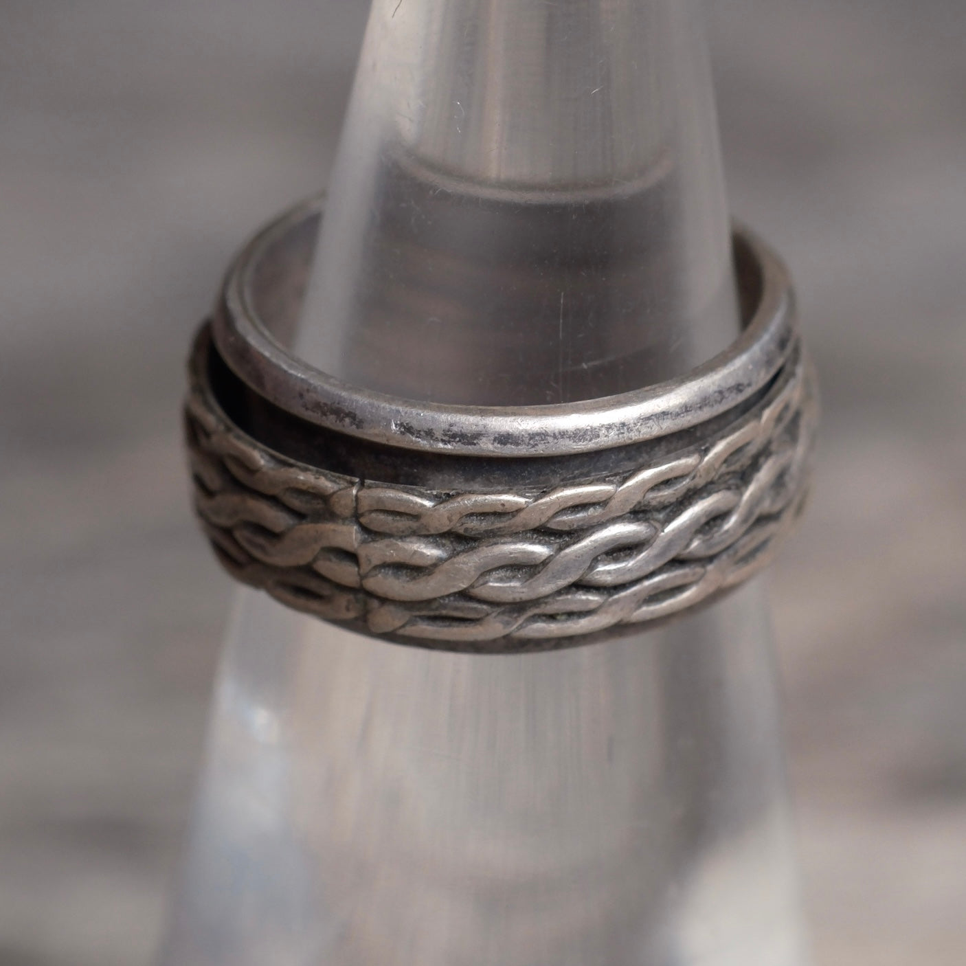Vintage Sterling Silver Braided Spinner Ring 5