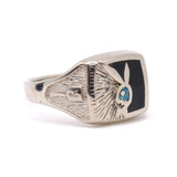 Vintage White Bronze Playboy Signet Ring 9.25