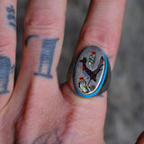 Vintage Sterling Inlaid Road Runner Ring 10
