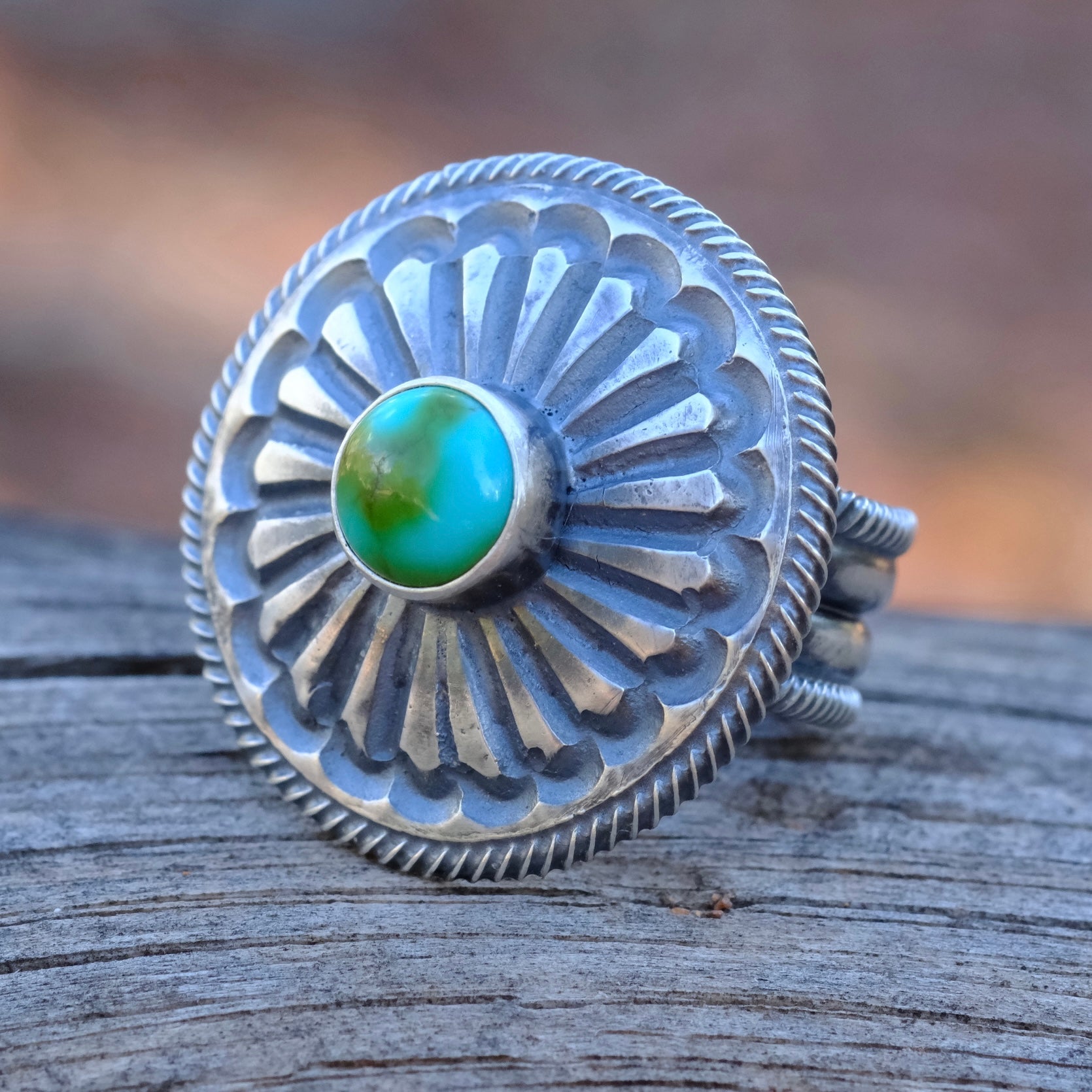 LEON MARTINEZ Sterling Silver Turquoise Ring 7.25