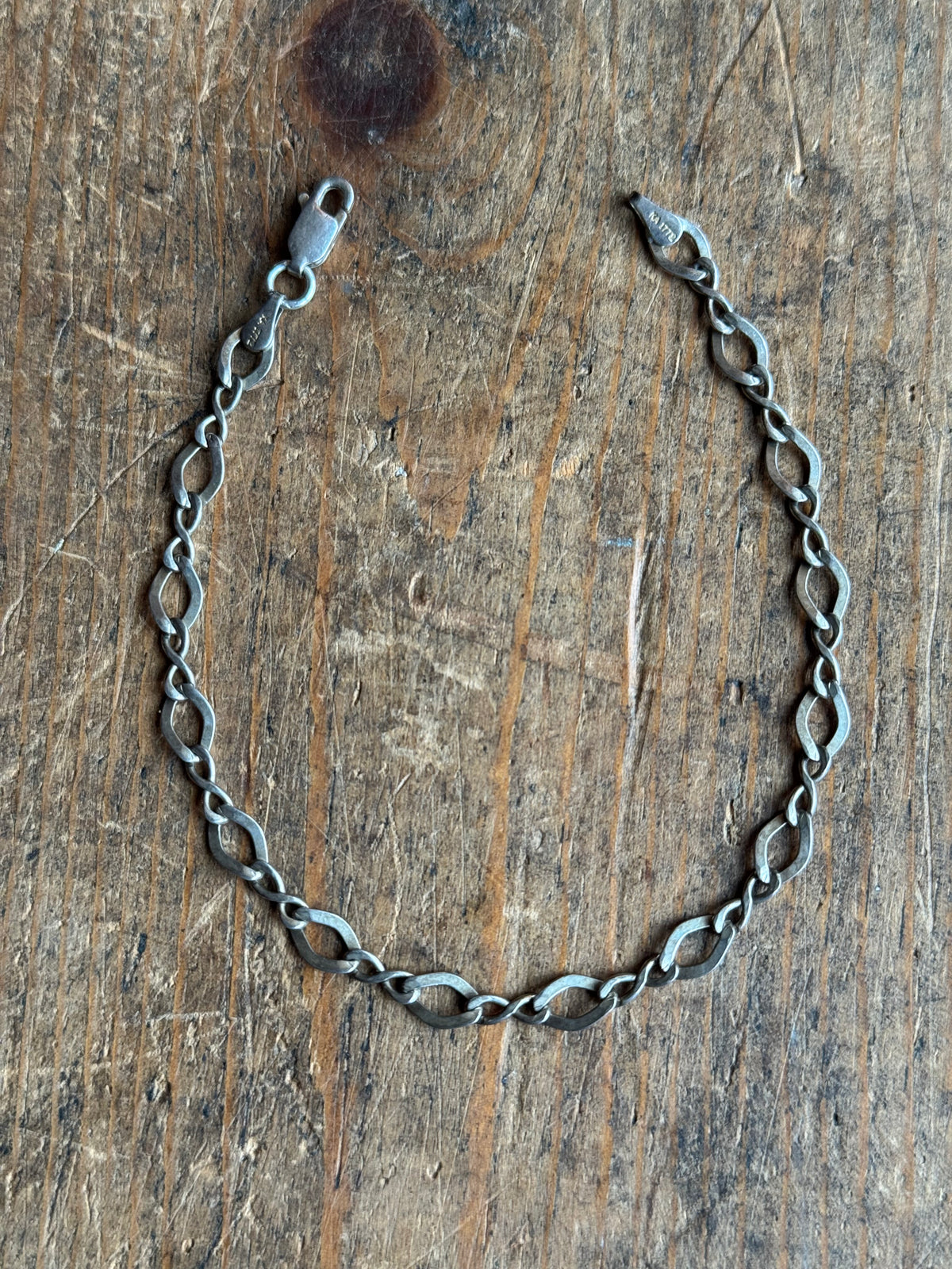 Vintage Sterling Silver Infinity Link Chain Bracelet