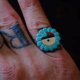 Vintage Sterling Multistone Inlay Ring 4.75