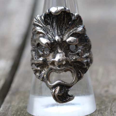 Vintage White Bronze Biker Ring 9