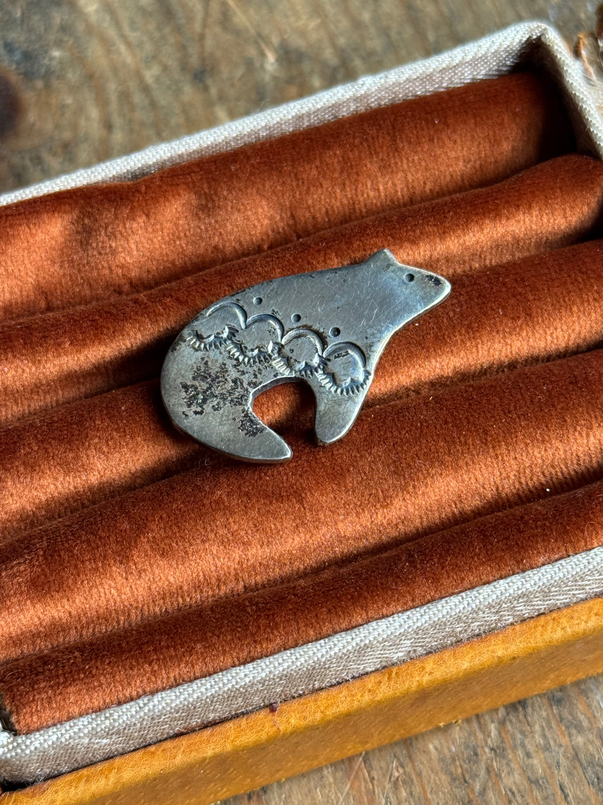 Vintage Sterling Silver Stamped Bear Pin