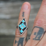  Vintage Sterling Turquoise Cluster Ring 4