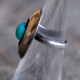 Vintage Sterling Turquoise Shadowbox Ring 4.5