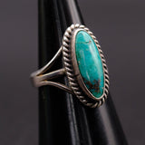 Vintage Sterling Turquoise Roper Ring 5.5