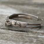 Vintage STerling Silver Blossom Feather Cuff
