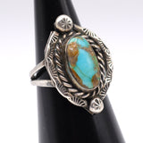 Vintage Sterling Turquoise Roper Ring 5.75