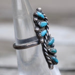 Vintage Sterling Turquoise Cluster Ring 4.75