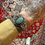 Vintage Sterling Turquoise Stamped Cuff Bracelet