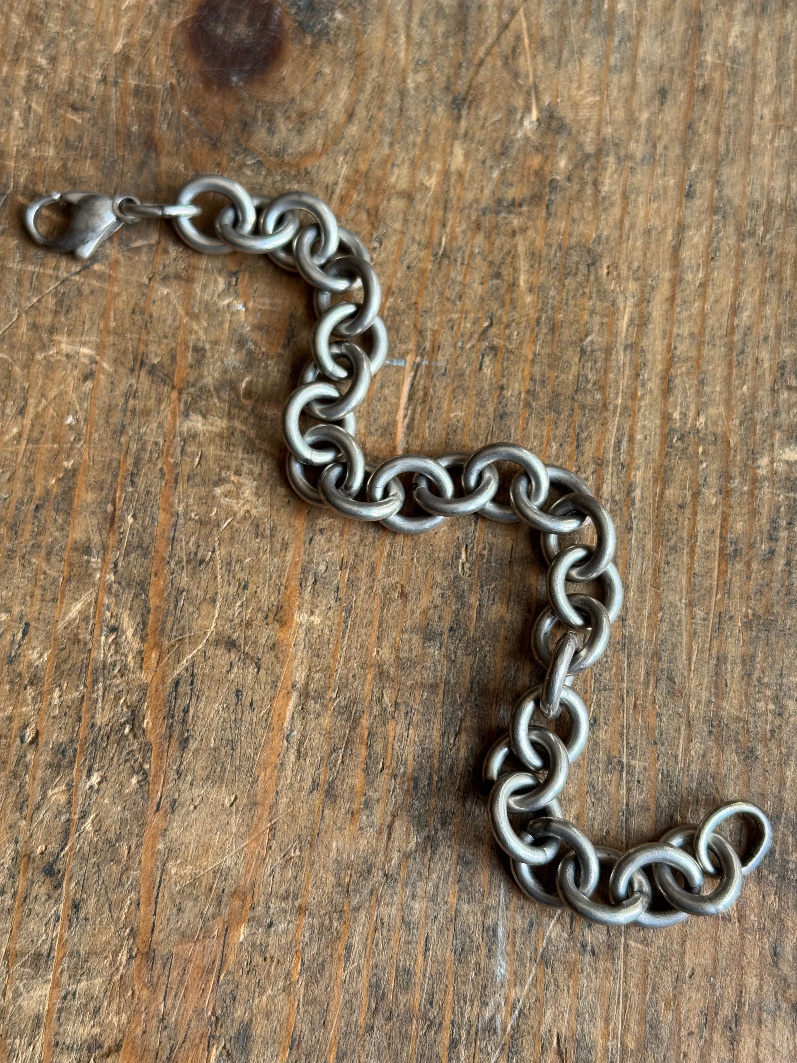 Vintage Sterling Silver 7” Chunky Round Cable Chain Bracelet