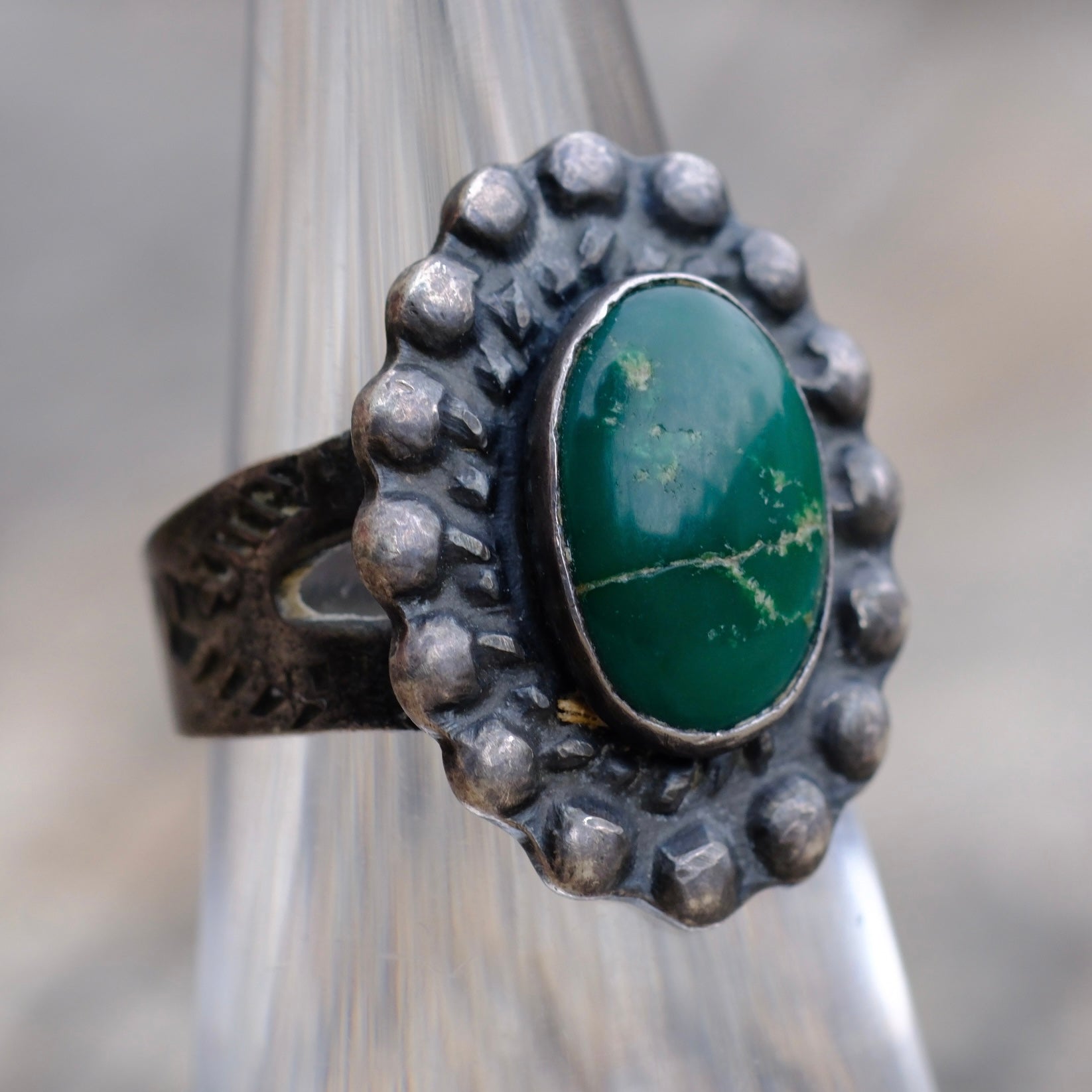 Vintage Sterling Fred Harvey Era Turquoise Ring 5