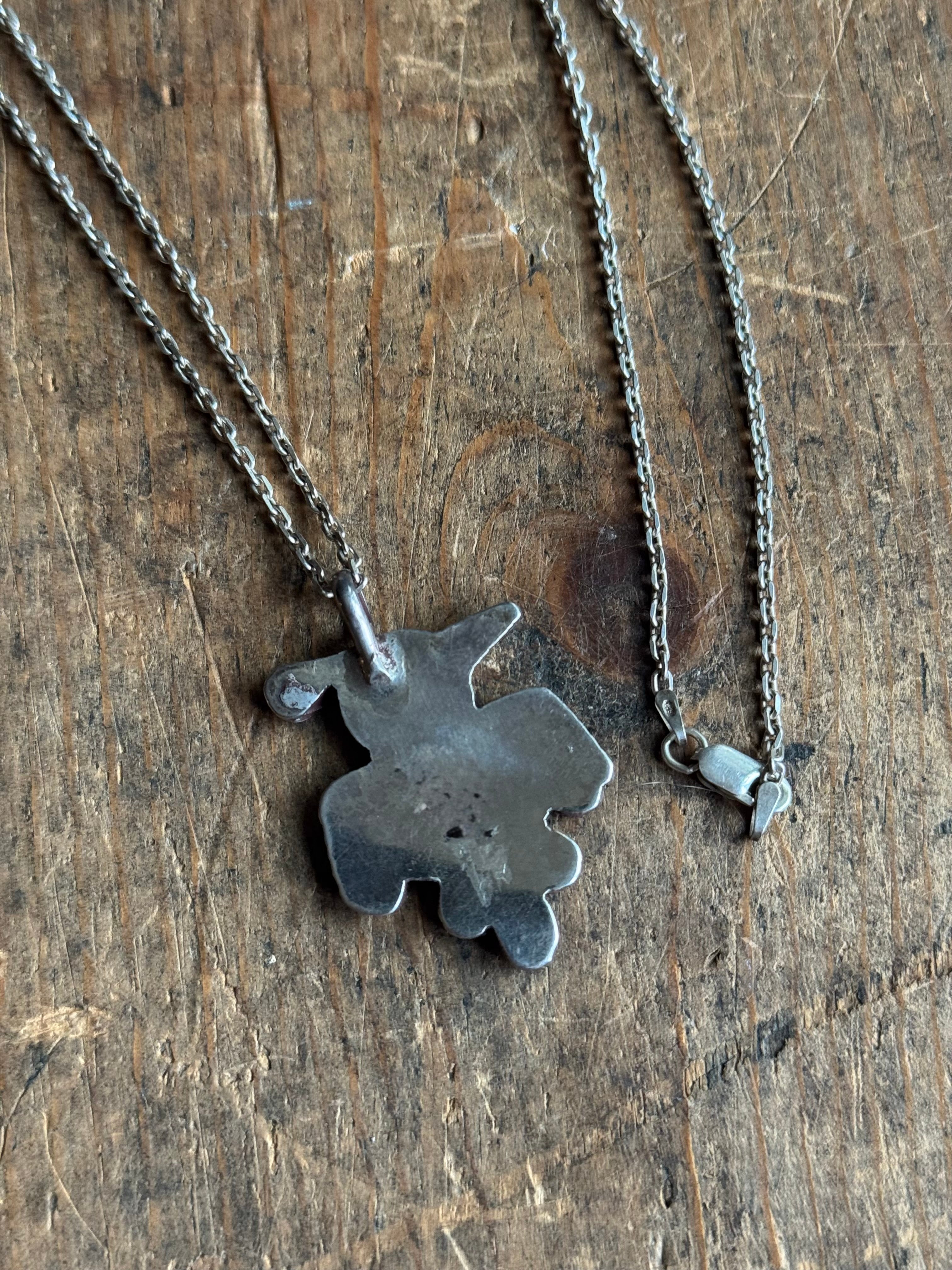 Vintage Sterling Silver Thunderbird Inlay Necklace