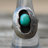 Vintage Sterling Turquoise Shadowbox Ring 8