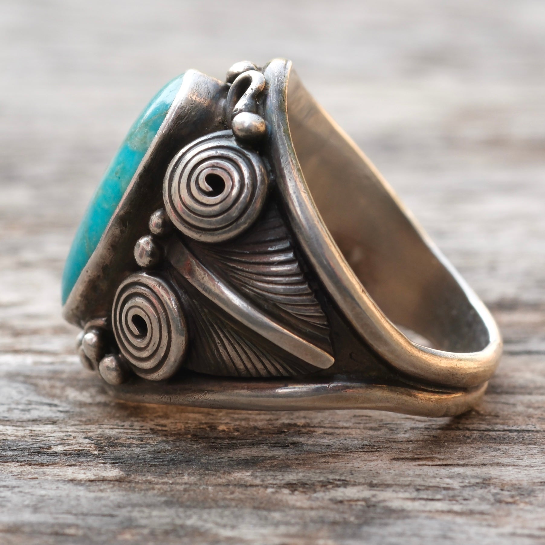Vintage Sterling Turquoise Ring 11.25