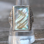 Vintage Sterling Abalone Thunderbird Ring 10