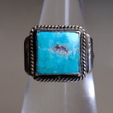 Vintage Sterling Turquoise Roper Ring 5.5