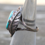 Vintage Sterling Turquoise Feather Ring 4
