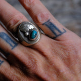 Vintage Sterling Turquoise Stamped Band Ring 8.25