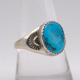 Vintage Sterling Turquoise Stamped Band Ring 9.25