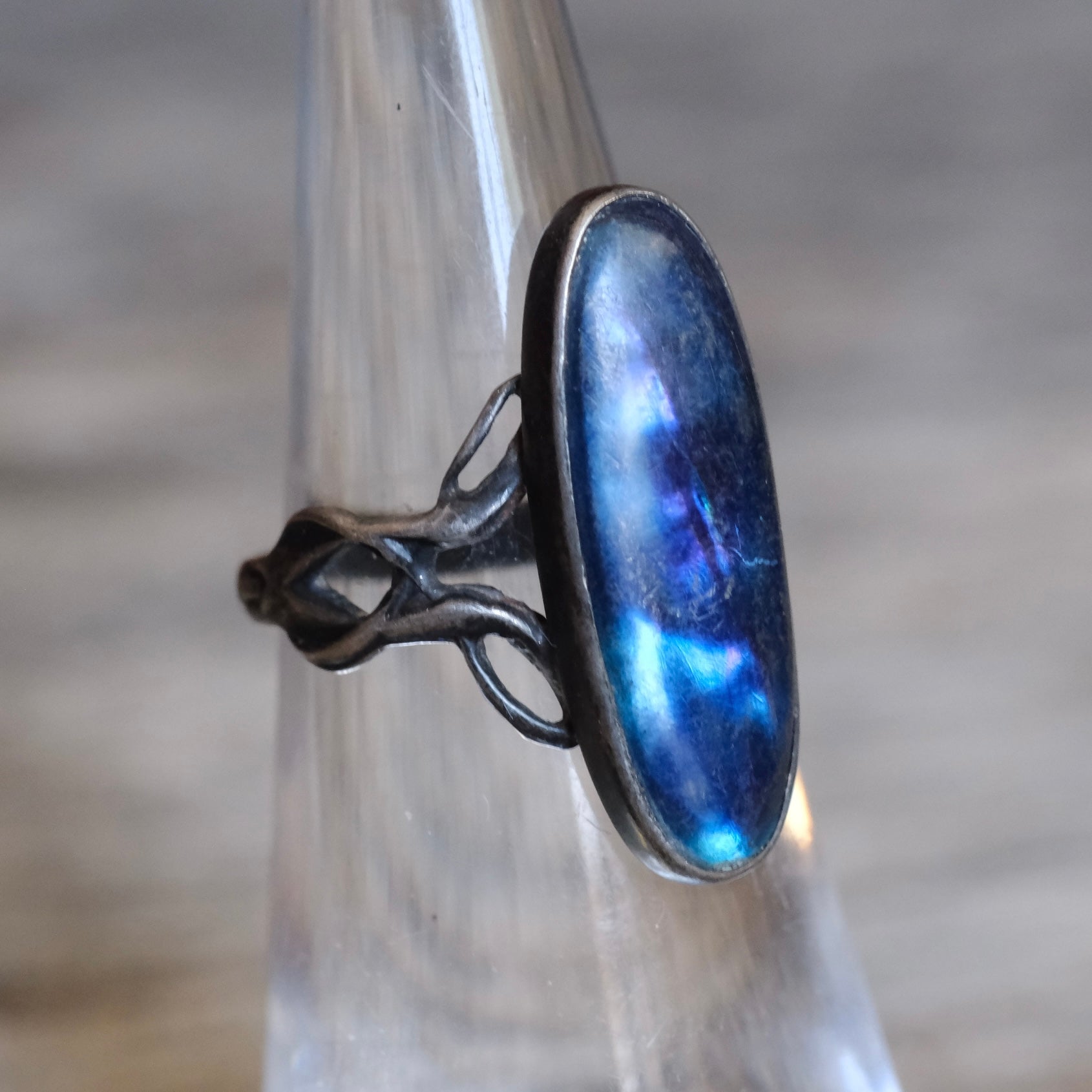 Vintage Sterling Resin Ring 4.25