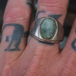 Vintage Sterling Serpentine Signet Ring 10.5