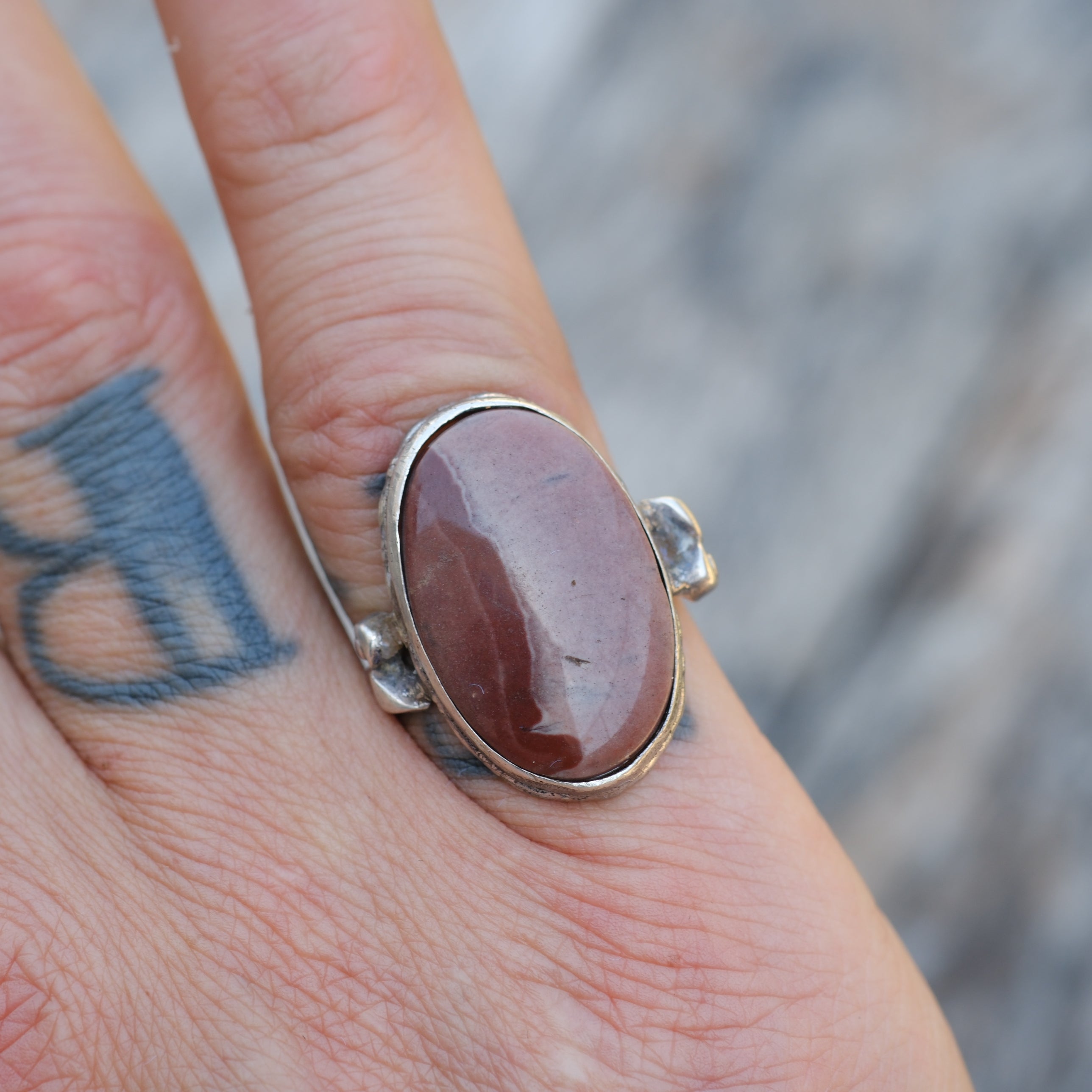 Vintage Sterling Jasper Ring 4.25