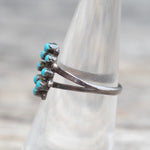 Vintage Sterling Turquoise Cluster Ring 6.75